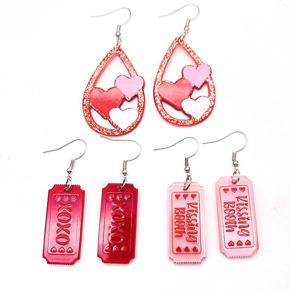 Wholesale Valentine's Day Earrings Love Water Drops LOVE XOXO English Letter Love Acrylic Earrings Jewelry